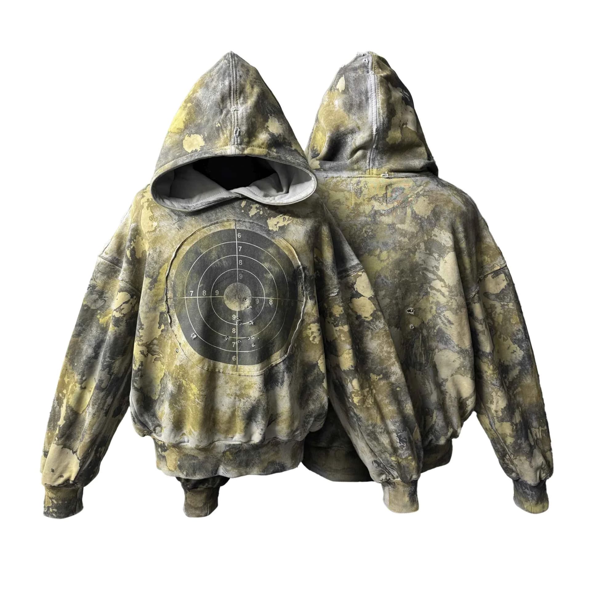 Hoodie "TARGET" CAMO GUNSHOT DISTRESSED