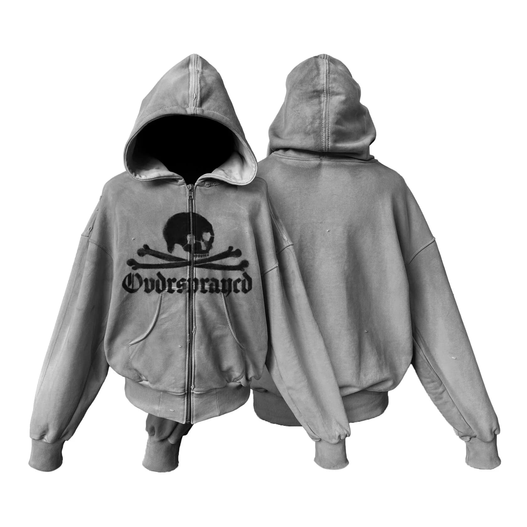 Zip Hoodie "Oversprayed" Grey