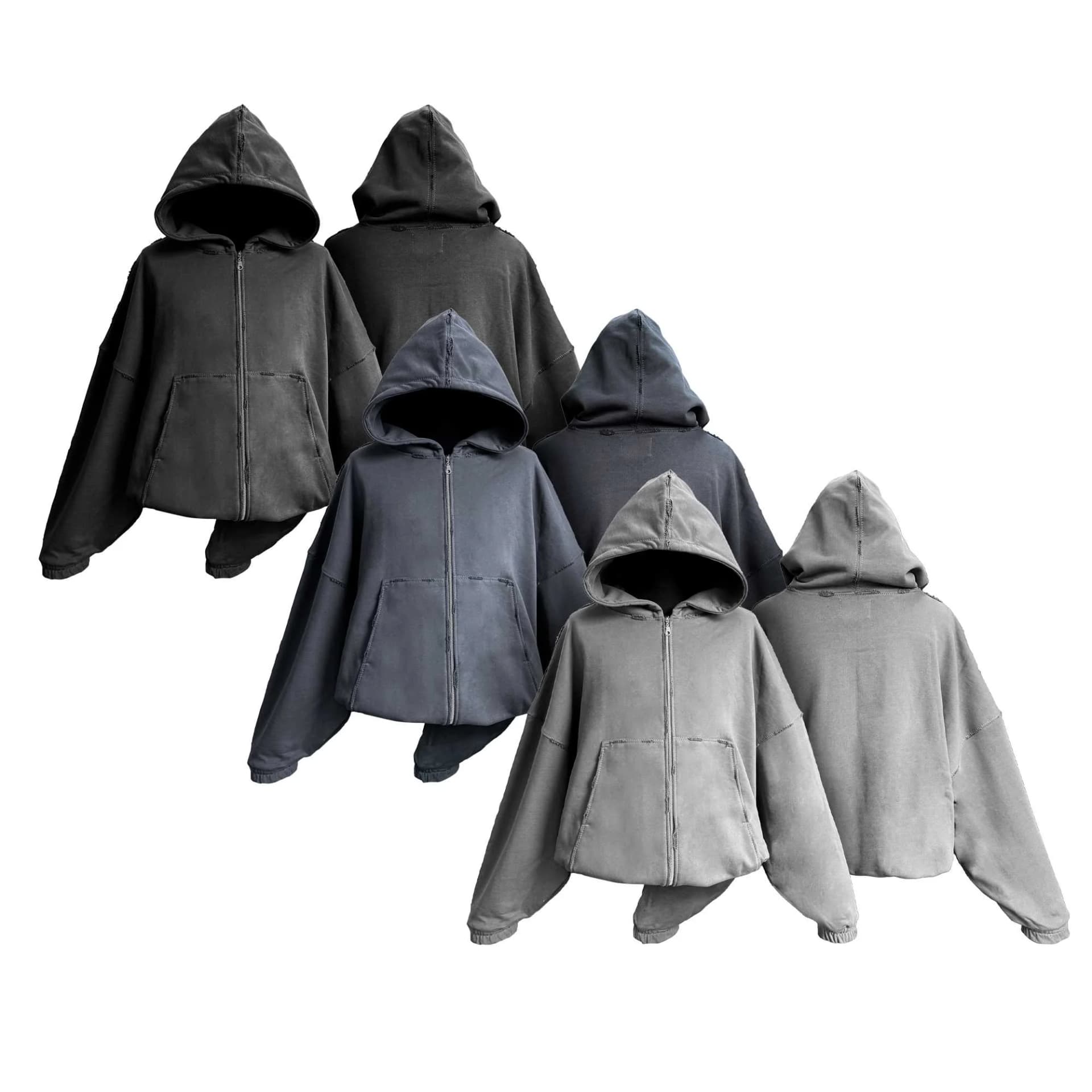 Zip Hoodie Distressed 500gr